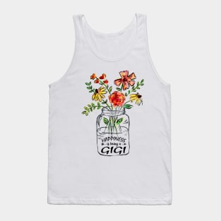 Womens Happiness Is Being A Gigi Shirt - Flower Art - Grandma Tee T-Shirt For Women Tank Top